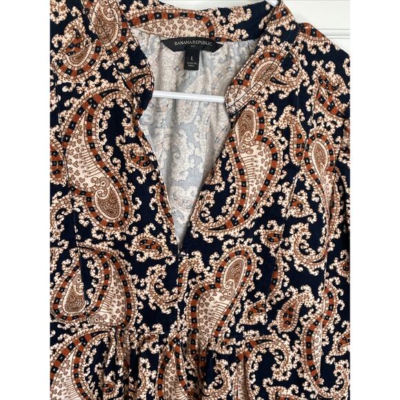 Banana Republic Women's Boho Paisley Corduroy Mini Dress Sz L 70s Peasant Flowy - Picture 7 of 15
